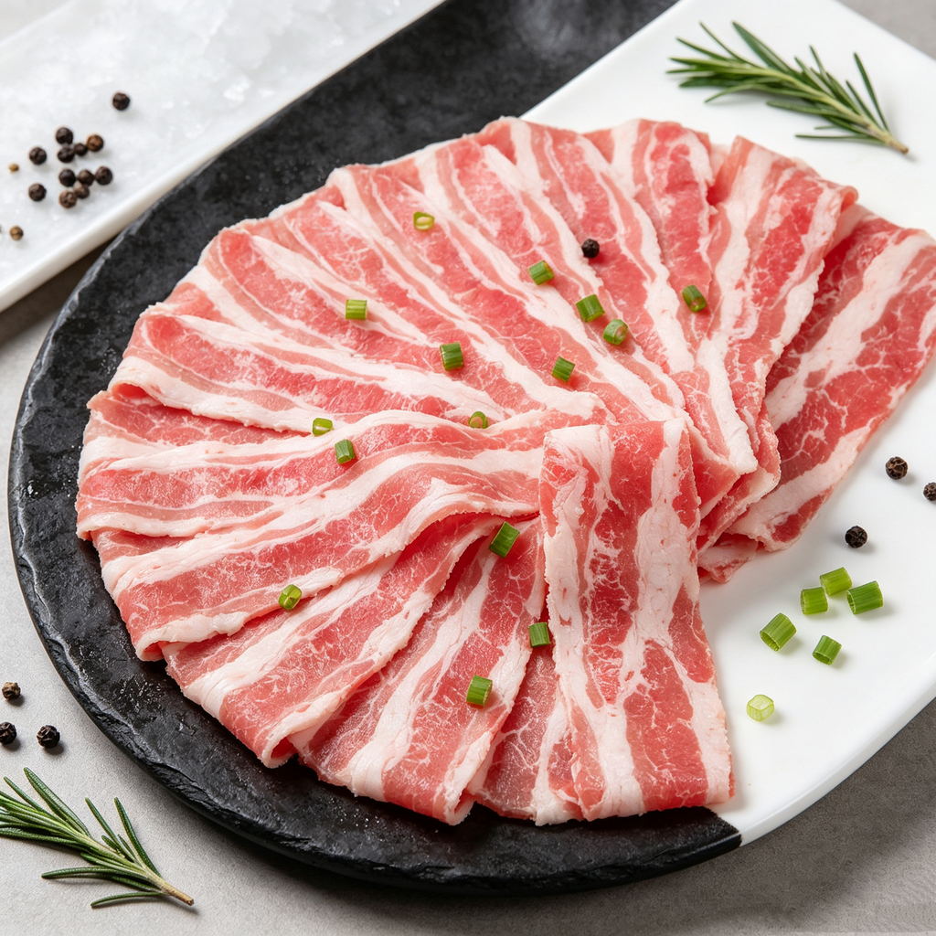 Frozen Raw Pork Belly Slices